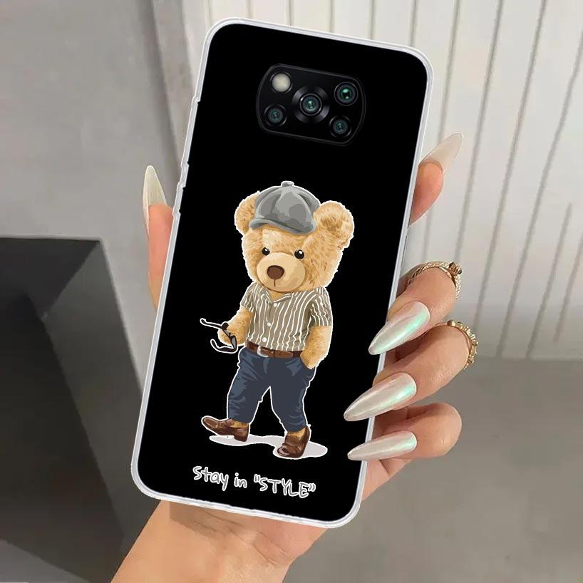 Fashion Brand Bear Phone Case for Xiaomi Poco X5 X6 X7 Pro F7 Ultra M7 Redmi 15 15C 13 13C 12 12C 10 10A 10C 9 9A 9C 9T Shell Po