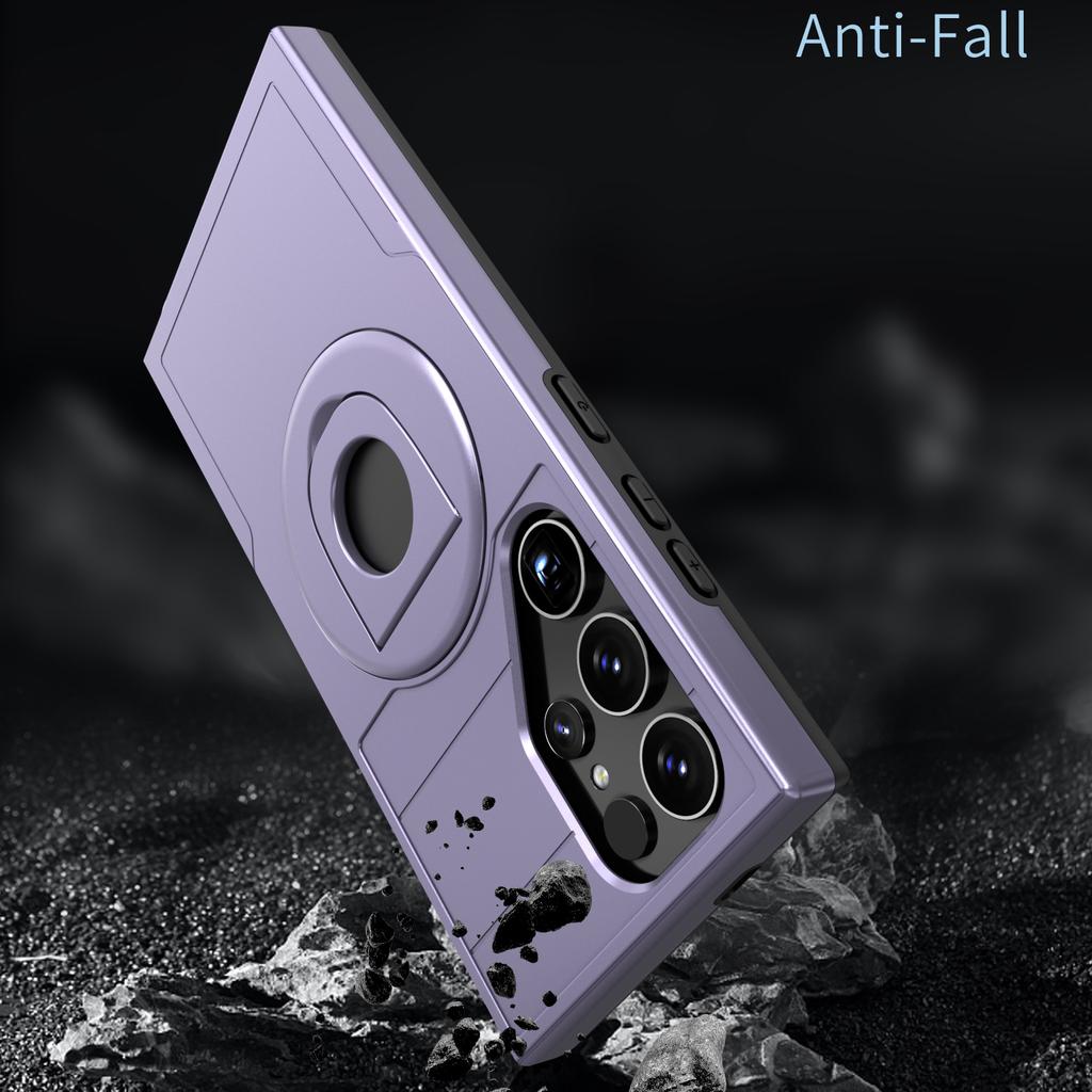 For Samsung Galaxy S25 Ultra Magnetic Case Ring Kickstand PC + TPU Phone Cover