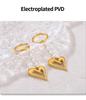 Titanium Steel 18k Gold Plated Heart Earrings with Cross Tassel and Imitation Pearl