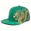 Adjustable Flat Brim Snapback Hat Chinese Golden Loong Print Streetwear Snapback  Streetwear Style