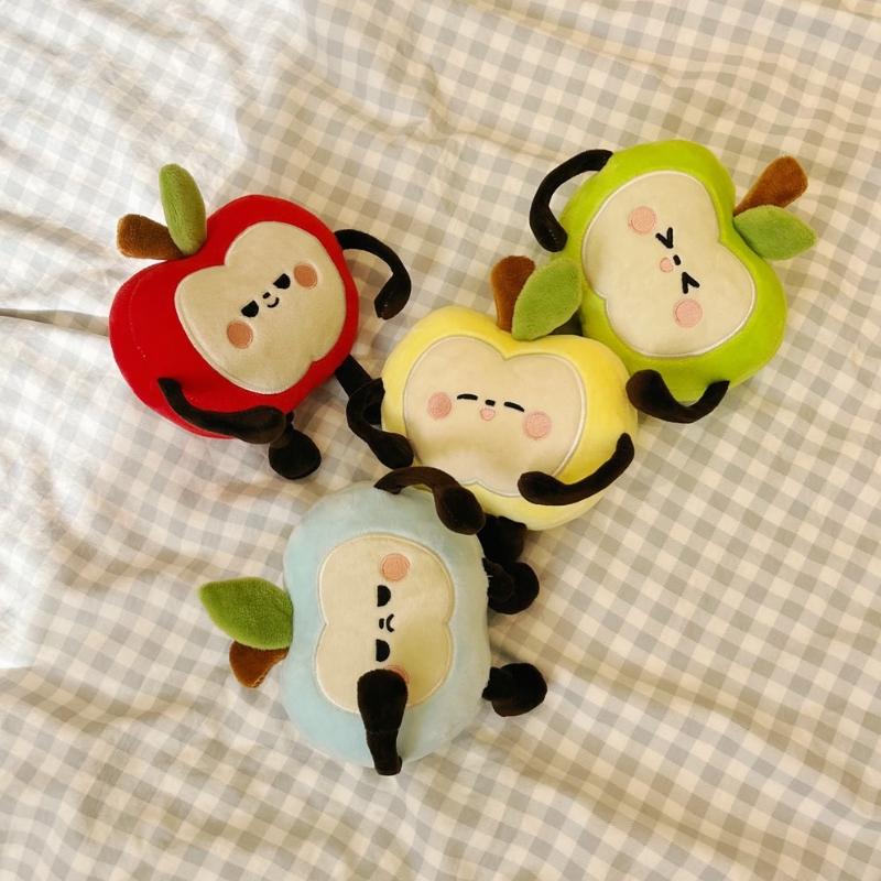 Hra Láska a Deepspace Plyšové panenky jablka Plněné figurky Hračky Sběratelský dárek Kreslený styl Ovocná panenka Dekorace do auta/pokoje