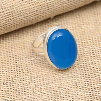 Beautiful Blue Chalcedony Gemstone Handmade 925 Sterling Silver Ring Jewelry