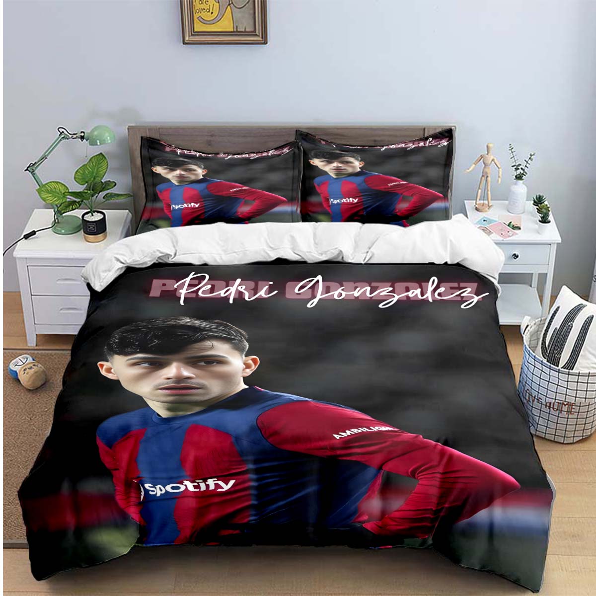 

Spain Fashion Football Star P-Pedri Print Bedding Sets Bed Supplie Set Comforter Set Teens Girls Twin Single Kid Gift US Queen(228*228cm)3pcs