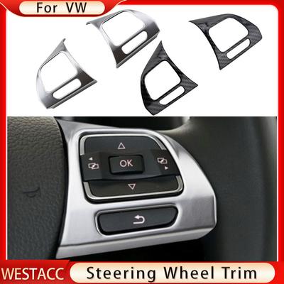 2Pcs Car Steering Wheel Panel Sticker Trim Cover for VW Golf MK6 Passat B7 CC EOS Tiguan Jetta Touran Caddy Sharan