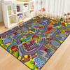 Cartoon Roadway Velvet Rug: Durable, Dirt-resistant Play Mat for Kids