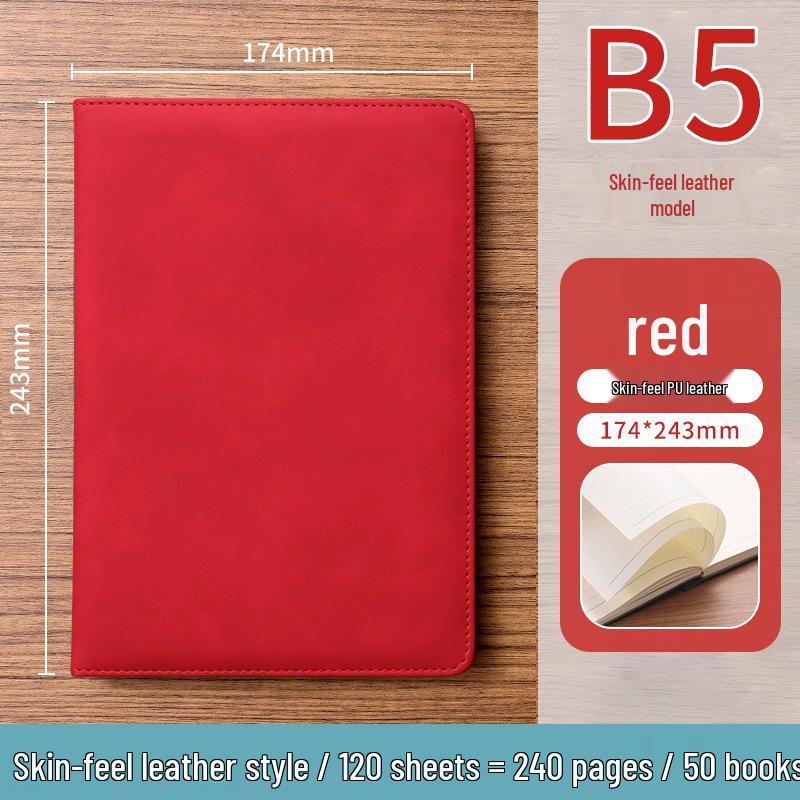 A5 Soft Leather Suede Notebook with Custom Logo - Simple B5 Business Meeting Journal, Large Thick Diary