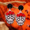 Skull Rose Gothic Acrylic Earrings for Halloween
