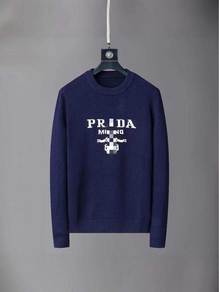 Unisex sweter Prada z rzepami i pełnym nadrukiem: Kurtka z długim rękawem i okrągłym dekoltem