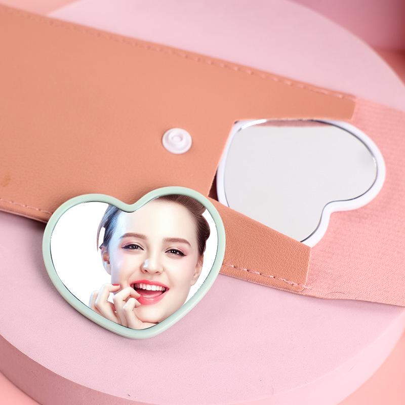Minimalist Heart-Shaped Pocket Vanity Mirror - Portable Handheld Makeup Mirror for Dorm and Travel