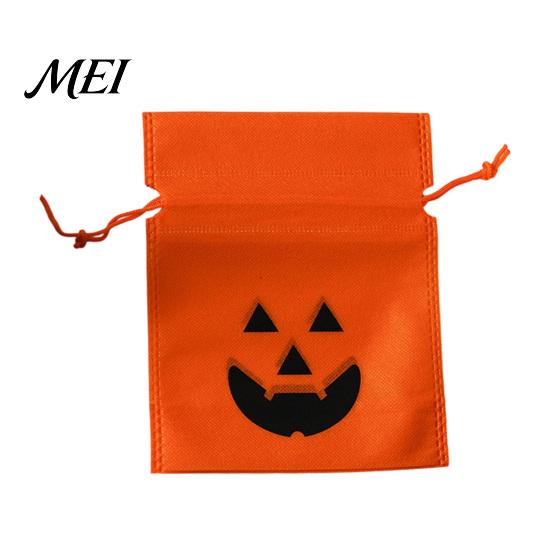 Durable Non-woven Packaging Bags 5 Pcs Halloween Treats Bag, Fabric Pumpkin Candy Holiday Decoration Accessories for Home Drawstring Snack Goodie