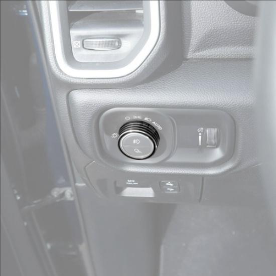 For Dodge Ram 1500 19-25 Black Aluminum Headlight Switch Button Cover Trim Ring