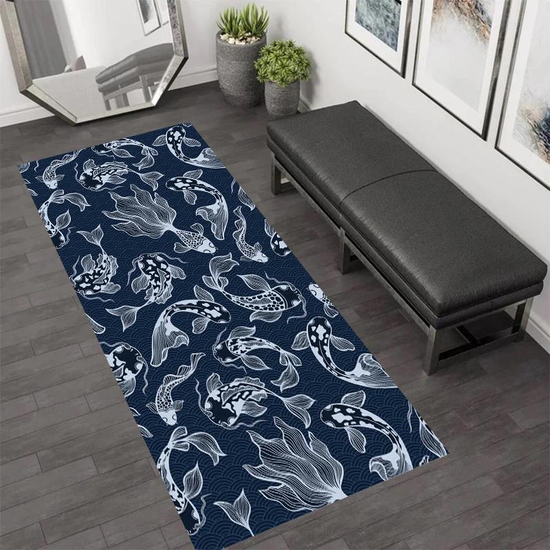 Nautical Lighthouse Navy Blue Rug Carpet Mat Home Decoration Non-Slip Hallway Ship Wheel Compass Pattern Door Mat