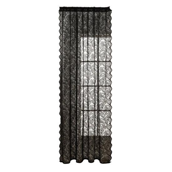 1 Panel Sheer Lace Curtain, Vintage Floral Lace Curtain with Rod Pocket, Light Filtering Window Curtain Panel for Living Room Bedroom Window Closet