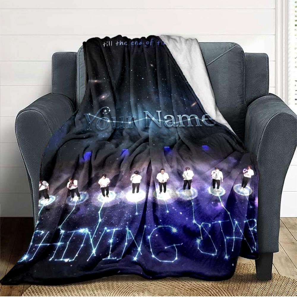 Name Custom Super Junior Poster Print Flannel Blanket High Quality Warm Comfortable Cover for All Seasons Perfect for Gifts Home Decor