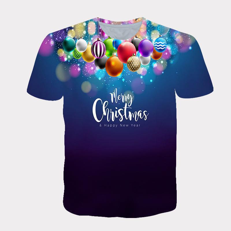 Kids T Shirts Couple Summer Christmas Tree 3D Digital Printing Casual Trendy Short Sleeve T-shirt