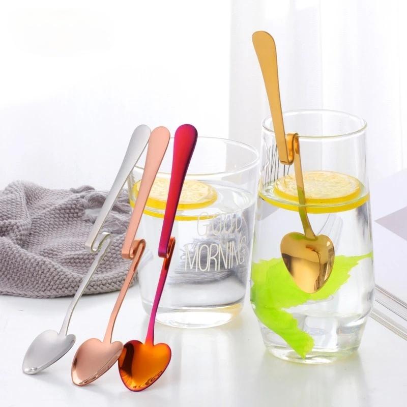 2026 Cup Coffee Spoon Heart Shape Stainless Steel Scoop Silver Sugar Dessert Spoons Gold Stirring Tea-spoon Snack Juice Tools