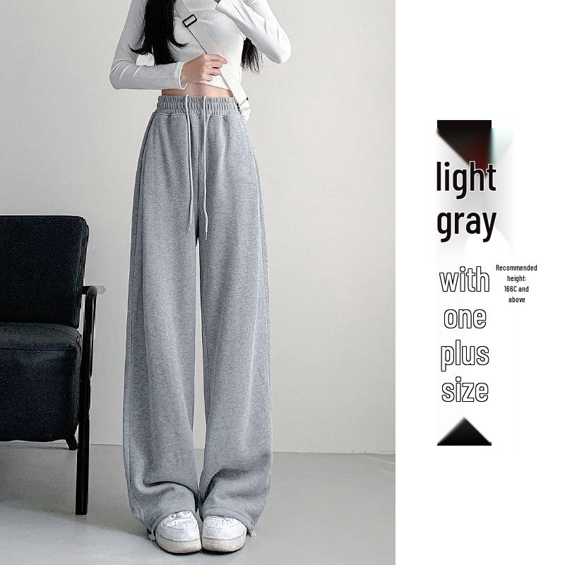 Pantaloni de trening gri cu picior lat pentru femei petite - Pantaloni jogger casual de toamnă 2024