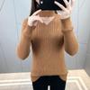 New Women's Turtleneck Pullover Slim Knit Jumper Winter Hollow Gauze  Yellow Sweater Tops