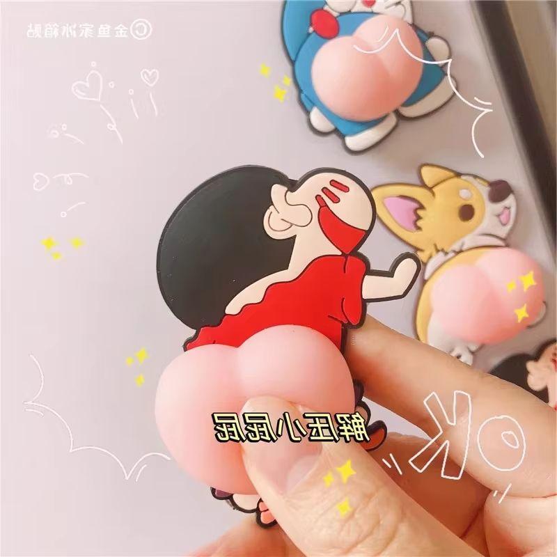 6Pcs Creative Cartoon Car Sticker 3D Solid Silica Gel Phone Decoration Wall Decal Refrigerator Decal Anti-Collision Stickers