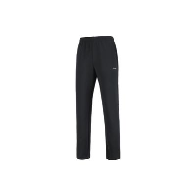 Li Ning Trainingsserie Effen Kleur Logo Rechte Pijp Gebreide Sportbroek Heren Broek Zwart AKLSE29-1
