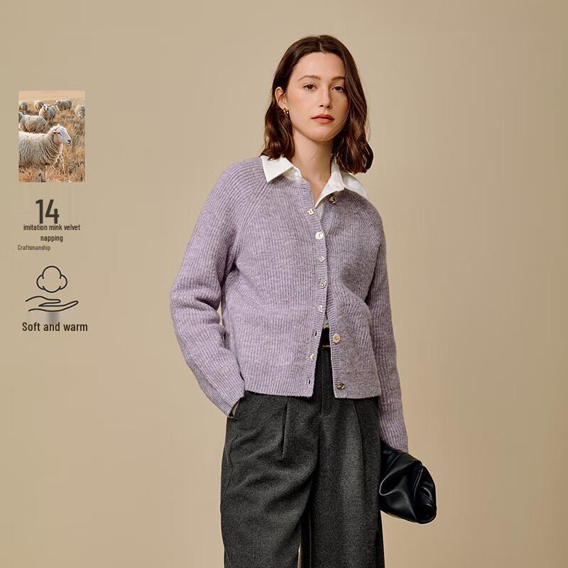 

Inman Women s Brushed Faux Velvet Knit Cardigan Sweater L