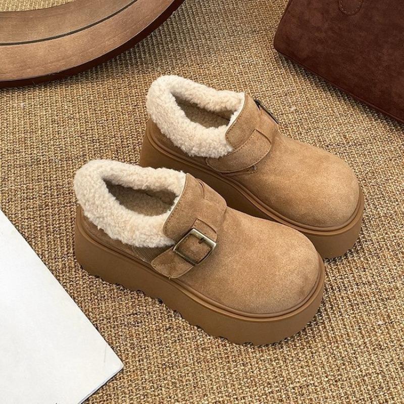 Thick-soled Height-increasing Shoes, Women's Snow Boots, Suede Wrapped Shoes, and Warm Cotton Shoes
