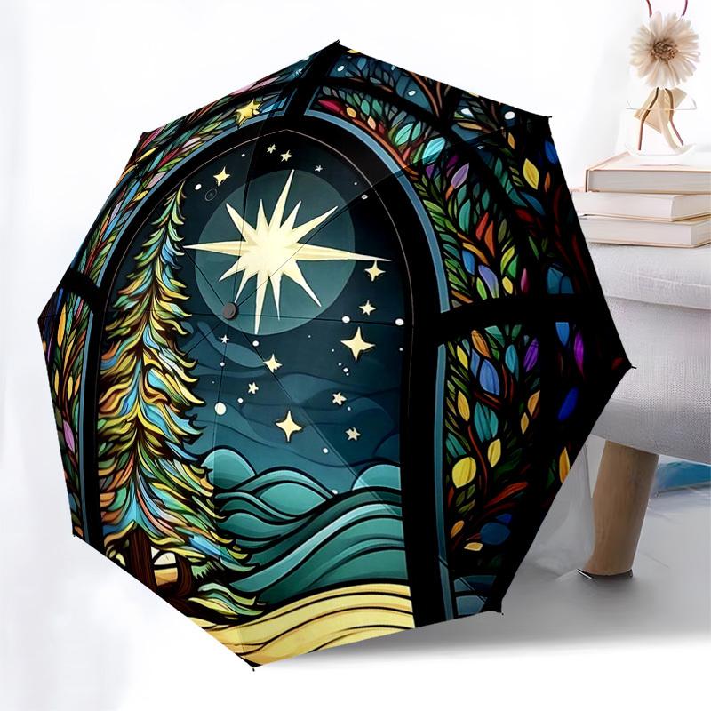 

1pc Hunter x Hunter Automatic Folding Umbrella, Portable 3-Fold Design with 8-Bone Iron Frame, Outdoor for Fans, Travelers, Everyday Use, Perfect Gift