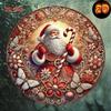 Christmas Santa Candy Cane 2D Metal Wall Art Round Tin Sign Decor