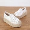 2025 New Straw Thick-soled Fisherman Shoes Women's Summer High-heeled Lazy One-pedal Lace Muffin Shoes Versatile Single Shoes Women
