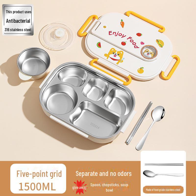 Cutie de prânz izolată pentru copii din oțel inoxidabil 316 cu tavă compartimentată