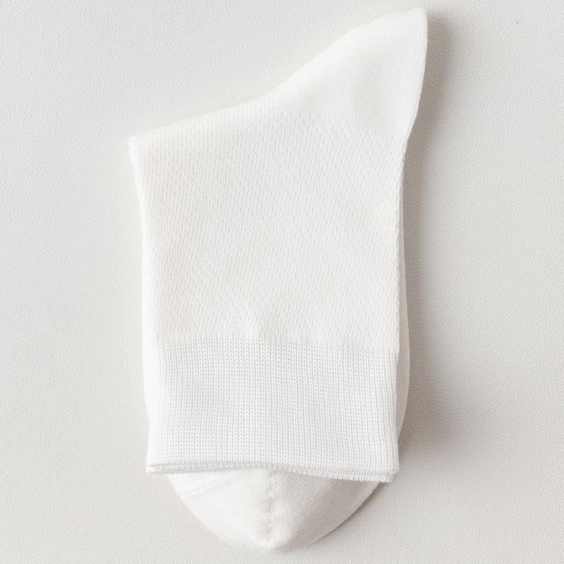 Breathable, Mid-calf Pure Cotton Socks: Mesh, Odor-resistant, Sweat-absorbing, Thin for Spring/summer, Solid Color, Seamless, Long Fit.