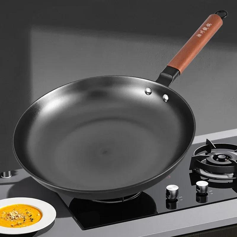 Cast Iron Frying Pan,Non Stick Pan Fried Steak Wok Uncoated  Pot Kitchen Cookware For Gas Stove and Induction Cooker