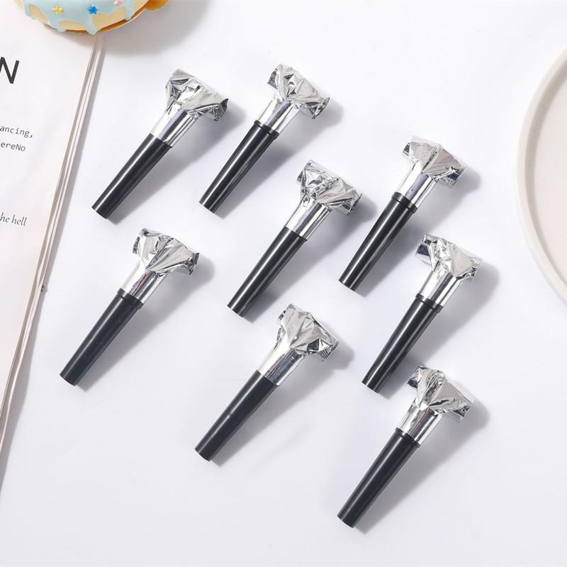 10Pcs Funny Party Blowouts Gold Silver Whistles Kids Birthday Party Favors Decoration Supplies Noice Maker Toys Goody Bags
