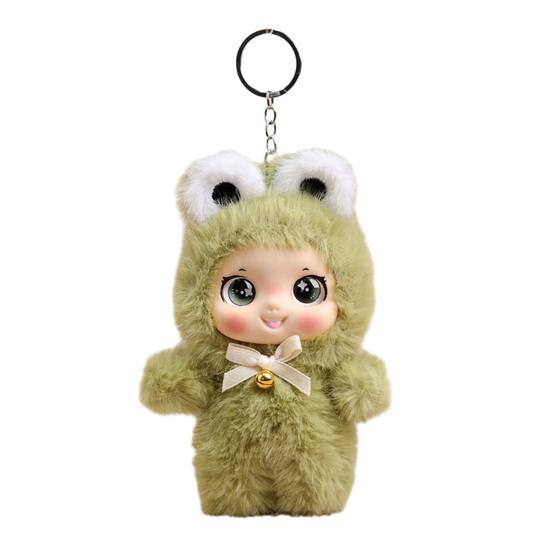 Plush Doll Keychain Cute Vinyl Face Doll Collectible Toy Soft Fluffy Bag Charm for Wallet Backpack Accessory