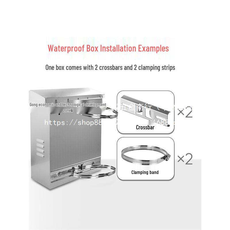 Waterproof Crossbar Bracket with Steel Ring and Stainless Steel Hose Clamp Diameter 100mm x 12mm (201 Steel)