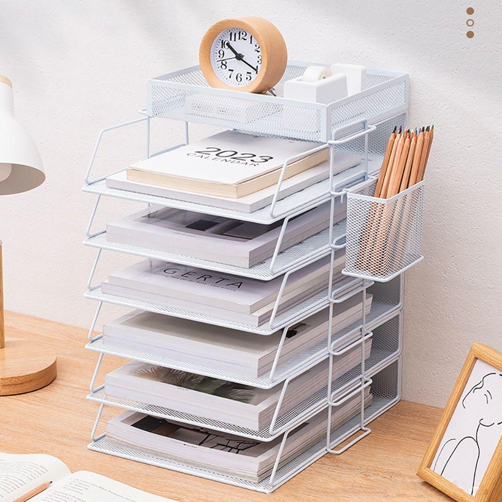 Stackable File Shelves Detachable File Storage Tray Shelf Multi-Tier Document Holder  Office