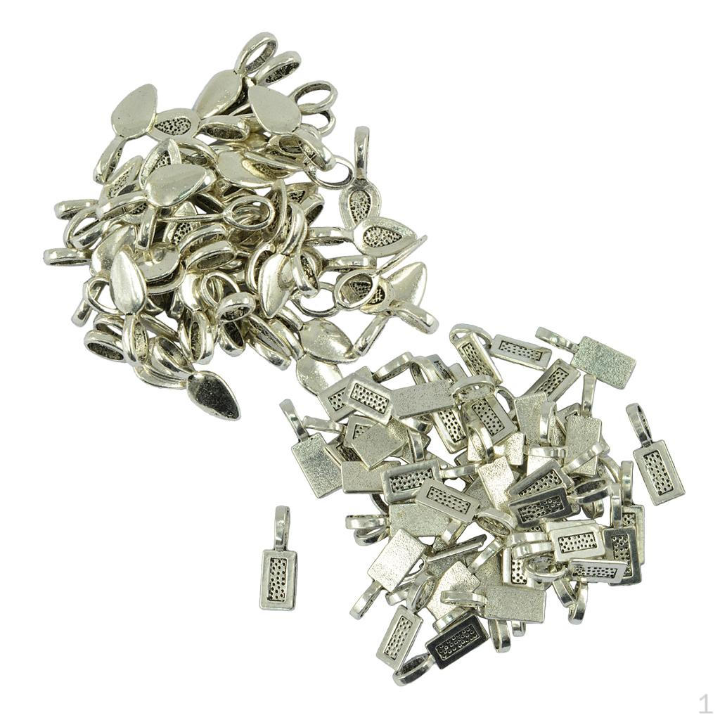 150pcs Glue On Bails Findings Silver Cabochon Pendant DIY