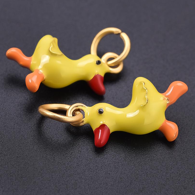 5pcs Kawaii Animal Pendant Enamel Charms For Jewelry Making Duck Bunny Elephant Lucky Fish Charm Handmade Materials Accessories