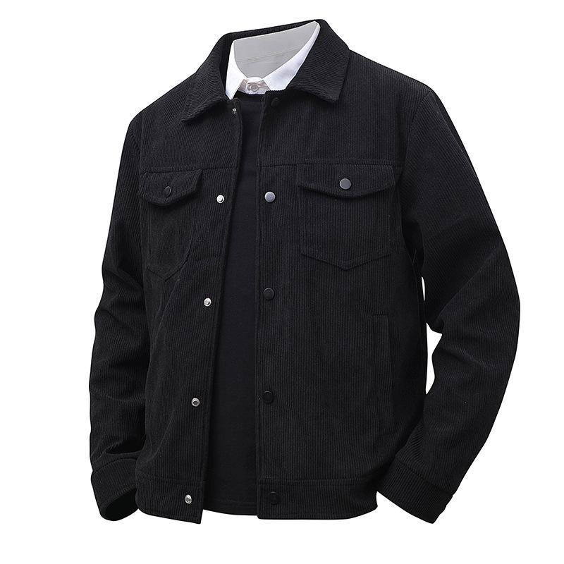 Corduroy Jacket for Middle-aged and Young Business Jacket, Autumn Simple and Versatile, Spring Long Sleeved Lapel Jacket