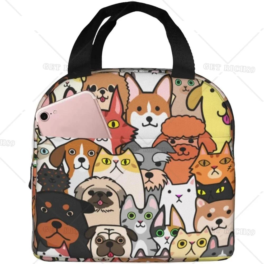 

Животные милые домашние животные портативная алюминиевая фольга утолщенная изоляция сумка для обеда для женщин мужчин детей милая коробка с карманом для рабочей поездки 22x20x13CM