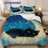 Black Cat Pattern Bedding Quilt Set Quilt Cover Pillowcase Home Decoration Birthday Gift (1 * duvet cover + 2 * pillowcase, without core)