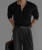 Baulopeulodeogteu Pattern Muscle Henley Neck Knit Tee [Black]