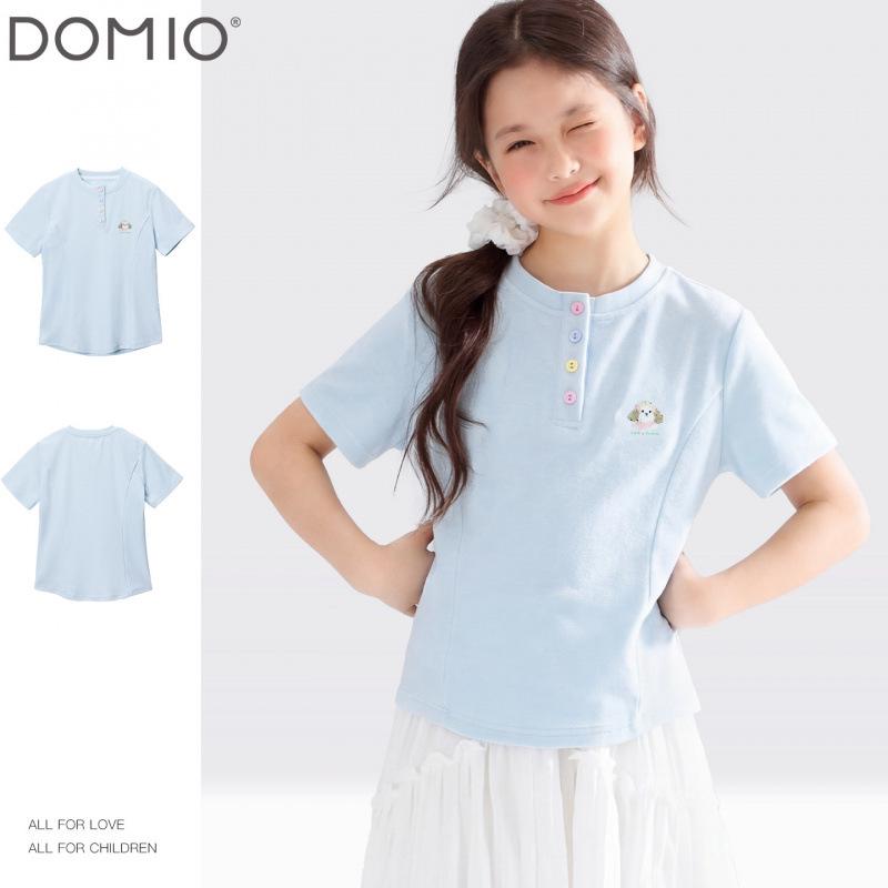 Girls' Short-Sleeve Summer Loose Base Layer T-Shirt for Medium and Large Children & Teens
