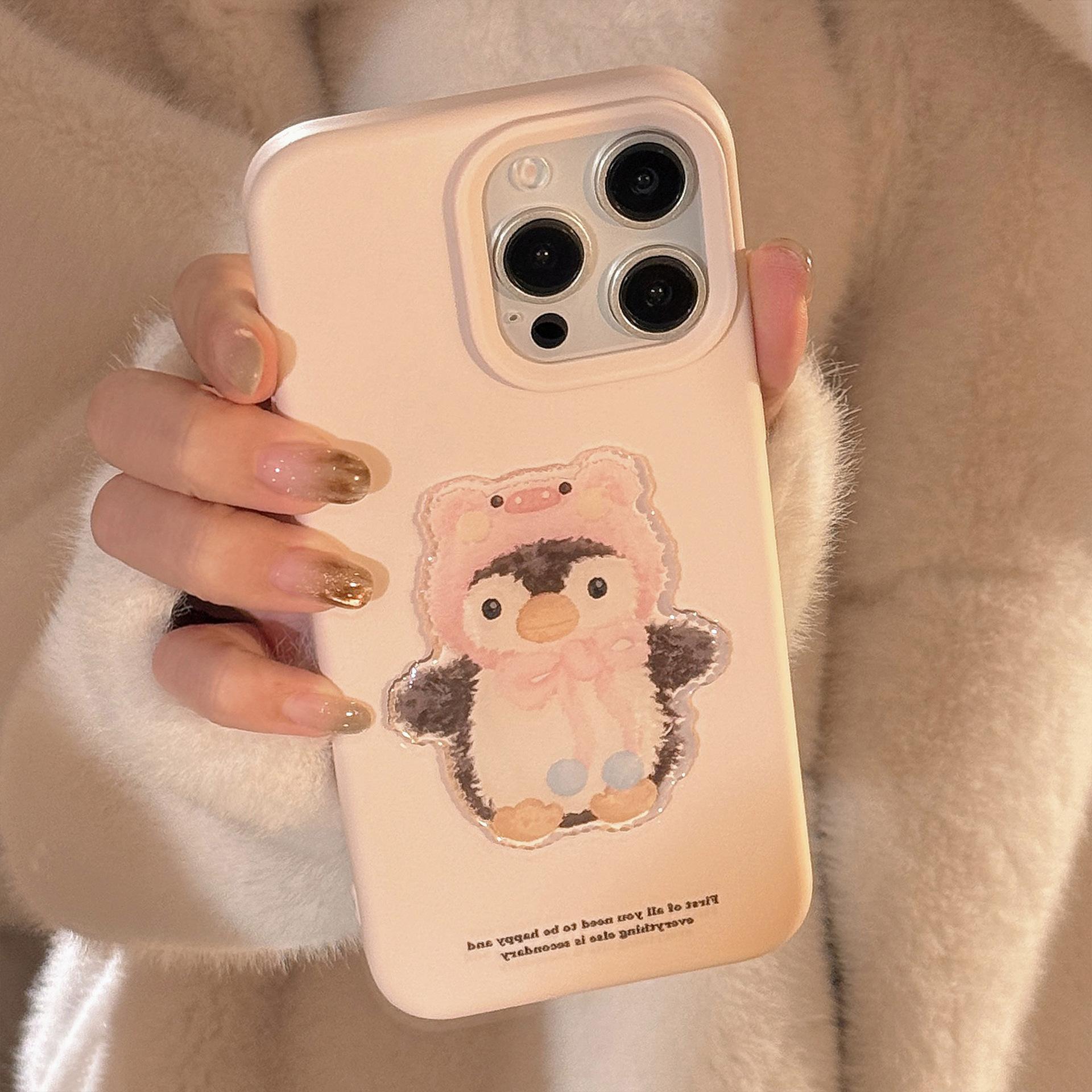 

Applicable To Apple 16 Mobile Phone Case 17promax Cute Penguin Baby Iphone14 Three Dimensional 13 Couple 12 Silicone 12pro max(6.7)