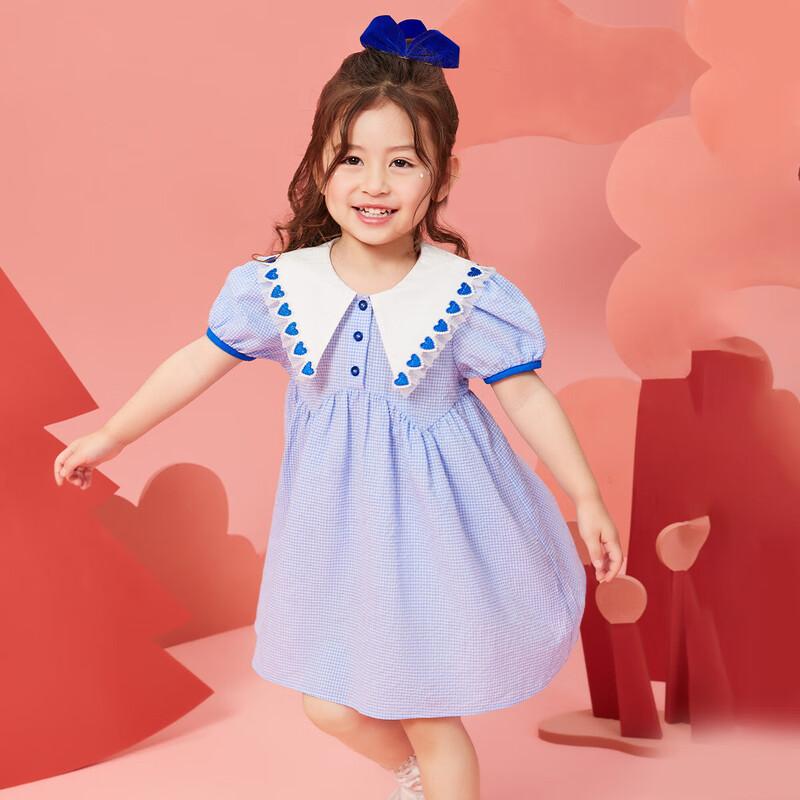 ASK JUNIOR Girls  Summer Plaid Princess Dress 90