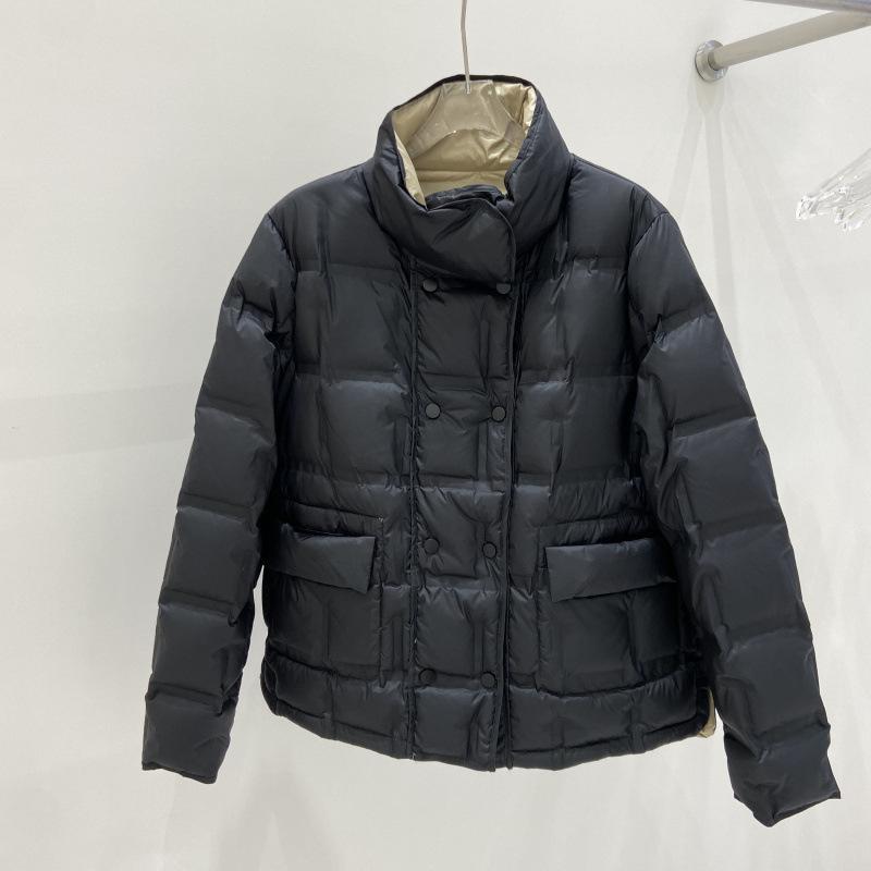 Down Jacket Women's Winter, New Style Double-sided Wear Fashionable White Duck Down Temperament Short Stand-up Collar Jacket Tide