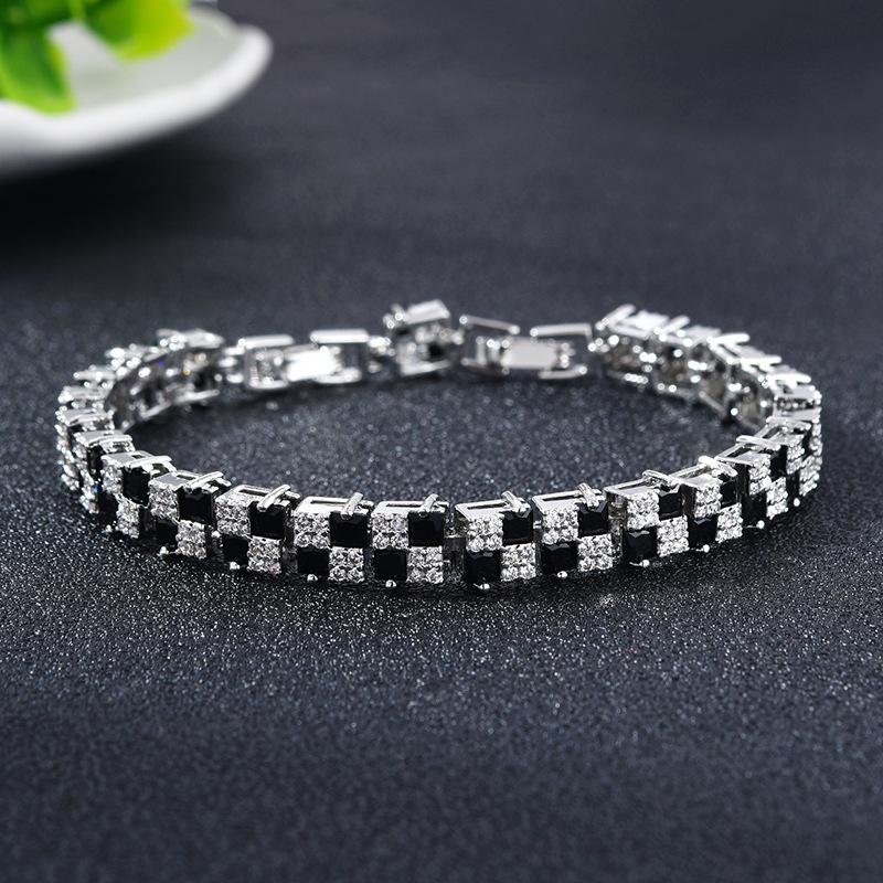 Hip Hop Women'S Crystal Bracelet Polka Dot Zircon Color Jewelry Electroplating Jewelry Flash Tennis Bracelet