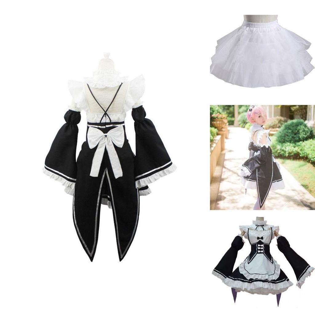 Exquisite Rezero Kara Hajimeru Lsekai Seikatsu Twins Ram/rem Maid Dress Cosplay Costume With Perfect Stitches