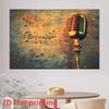 2D Vintage Microphone and Music Notes Backdrop Party Photo Background Cloth