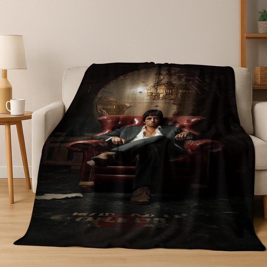 Classic Scarface Tony Montana Movie Art Flannel Blanket,Cozy Soft Throw Blanket for Home Bedroom Bed Sofa Picnic Cover Gift